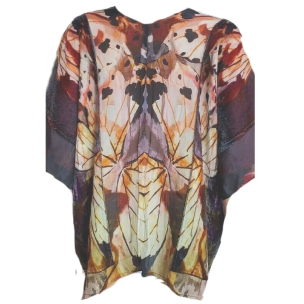 Soft Surroundings Kimono Painterly Butterfly Topper - NEW WITH TAGS - Semi-Sheer - Picture 3 of 9